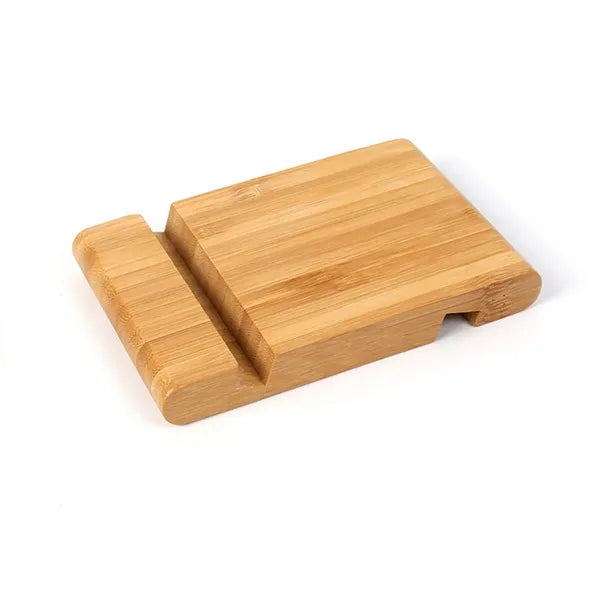 Double Slot Design 100% Natural Bamboo Phone Stand