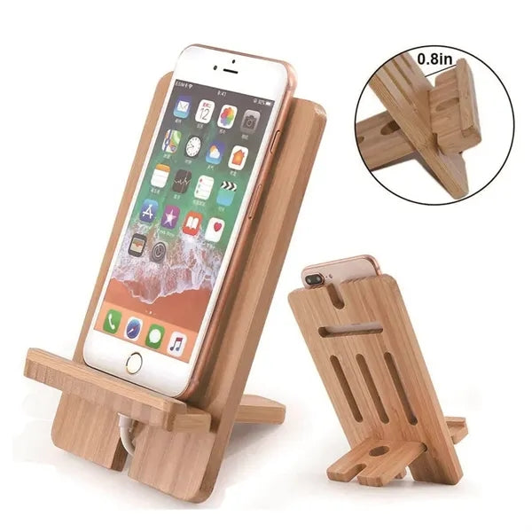 2 in 1 Natural Bamboo Cell Phone Stand