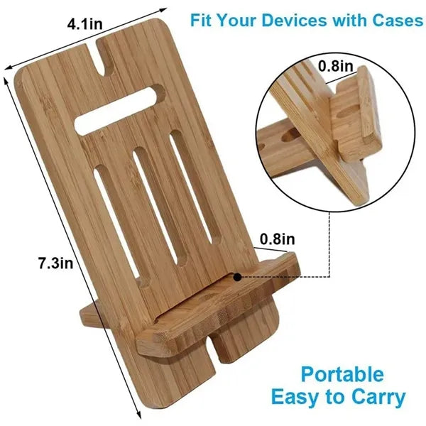 2 in 1 Natural Bamboo Cell Phone Stand