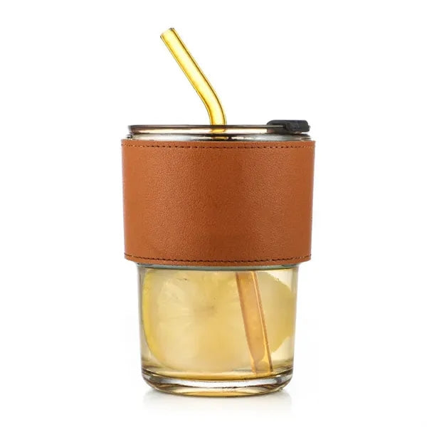 14 oz Glass Straw Cup