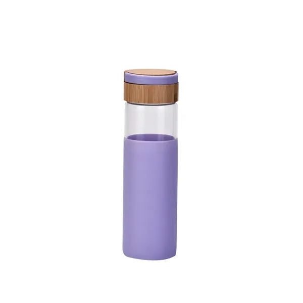 18Oz Silicone Sleeve Water Bottle With Bamboo Lid