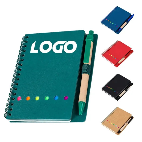 Eco Spiral Notebook/Sticky Flags & Pen Journal-Full Color