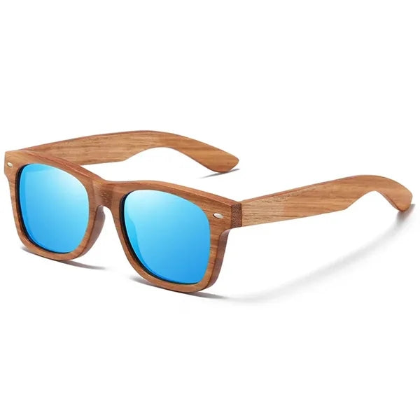 UV400 Unisex Wooden Frame Square Polarized Sunglasses