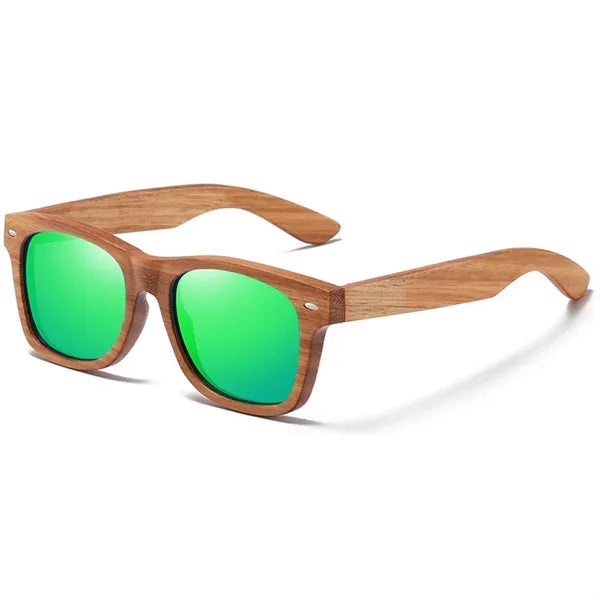 UV400 Unisex Wooden Frame Square Polarized Sunglasses