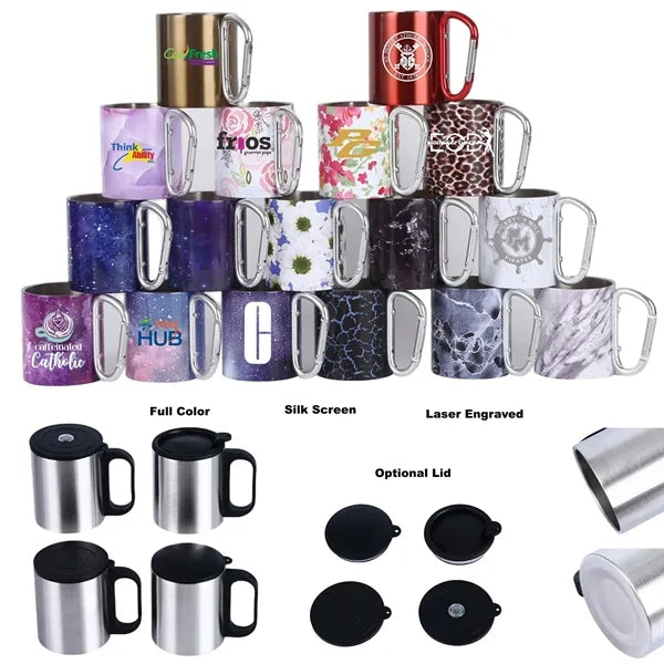 220 ML Stainless Steel Mug with Screw Carabiner Handle
