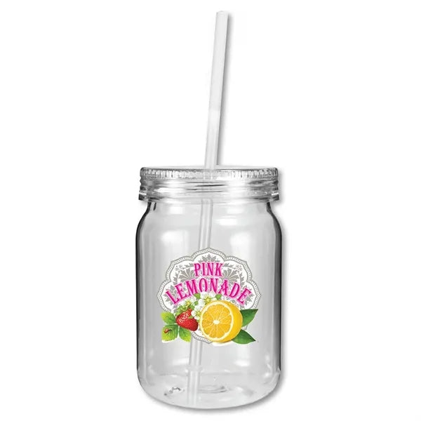 24 oz. Plastic Mason Jar, Full Color Digital