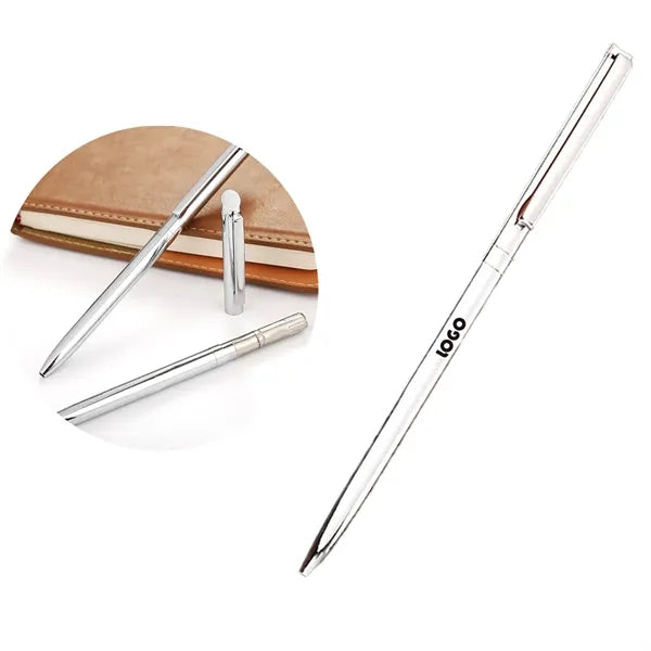 Slim Stainless Steel Retractable Ballpoint Pens