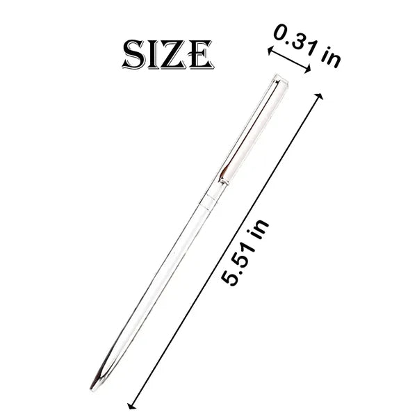 Slim Stainless Steel Retractable Ballpoint Pens