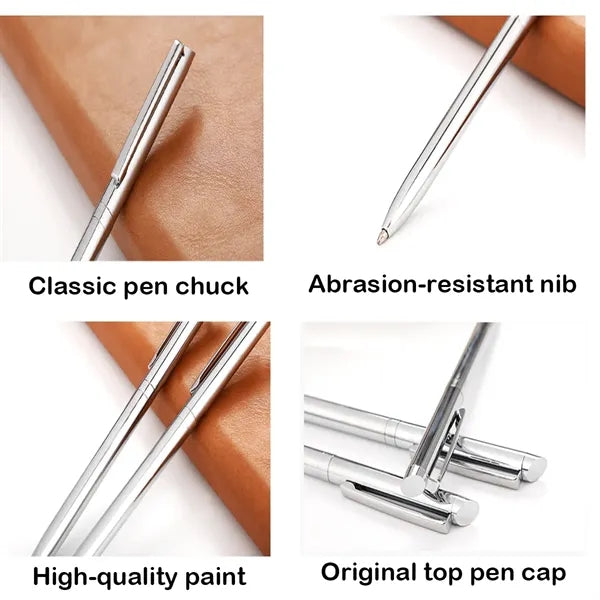 Slim Stainless Steel Retractable Ballpoint Pens