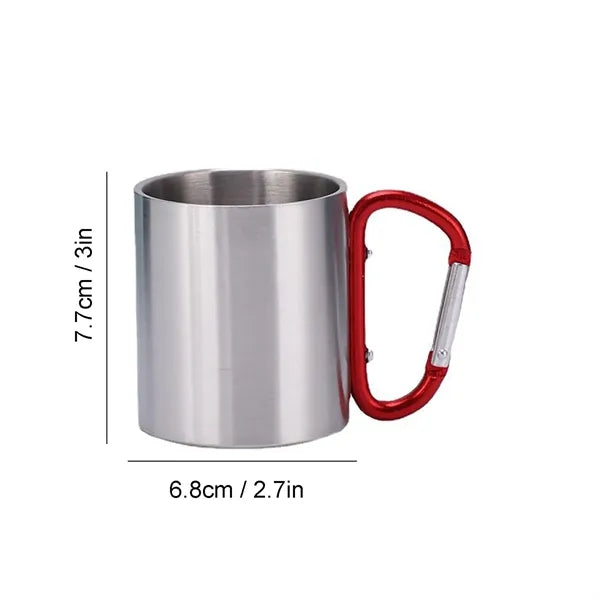 8 Oz Travel Double Walled Mug W/ Carabiner