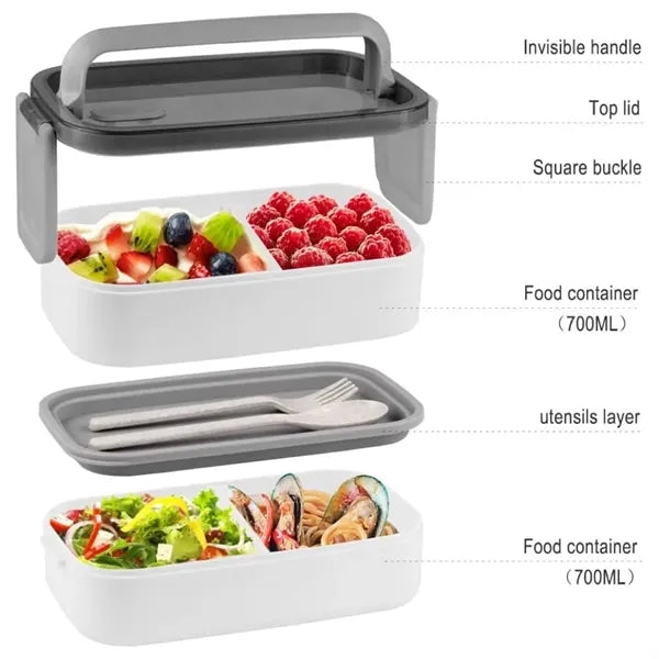 2-Layer Bento Box with Utensils