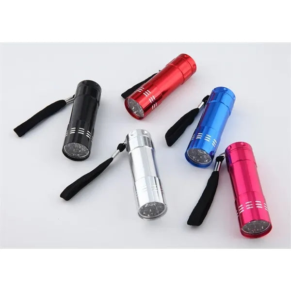 Aluminum 9 LED Flashlight Torch Batteries Included