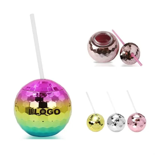 Disco Ball Cup With Straw