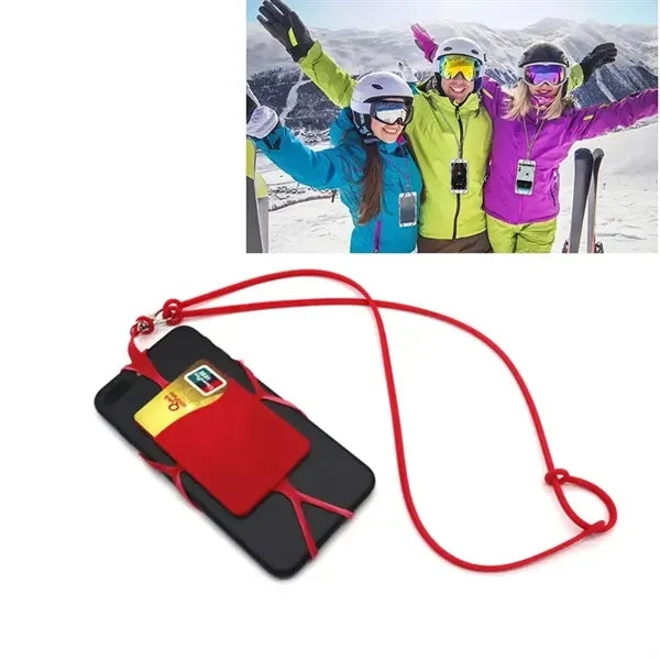 Silicone Lanyard with Phone Holder and Wallet