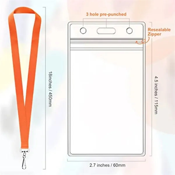 Durable Lanyard with Waterproof ID Card Badge Holder