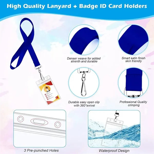 Durable Lanyard with Waterproof ID Card Badge Holder