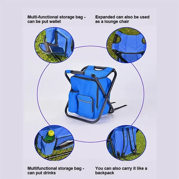 Portable Folding Camping Chair Backpack Cooler Bag
