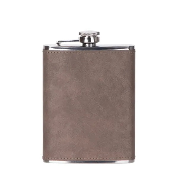 8Oz Stainless Steel Hip Flask With Pu Holder