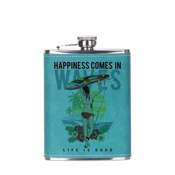 8Oz Stainless Steel Hip Flask With Pu Holder