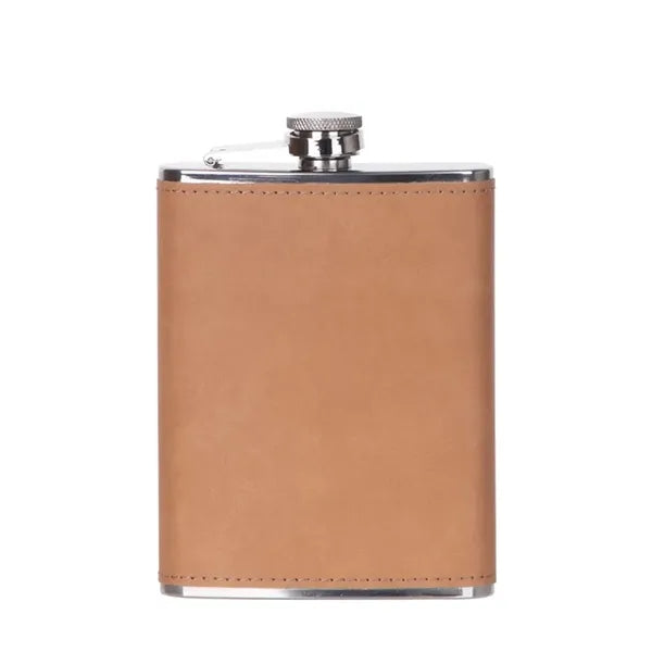 8Oz Stainless Steel Hip Flask With Pu Holder