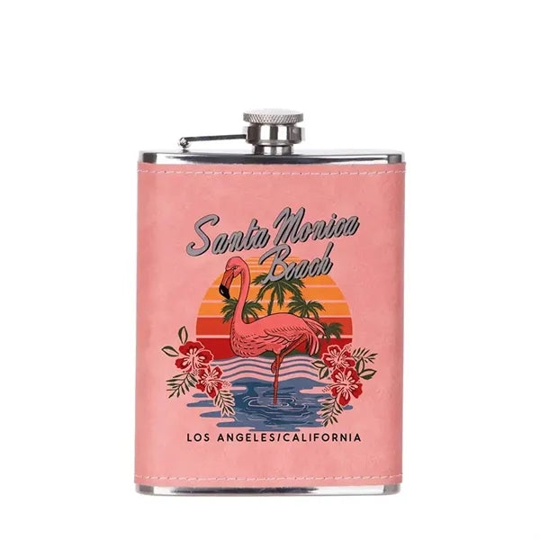 8Oz Stainless Steel Hip Flask With Pu Holder