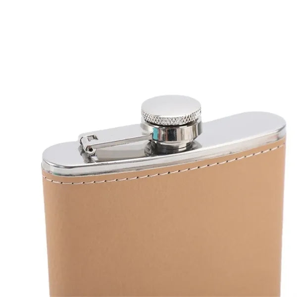 8Oz Stainless Steel Hip Flask With Pu Holder