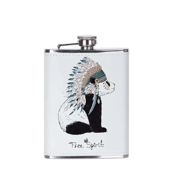 8Oz Stainless Steel Hip Flask With Pu Holder