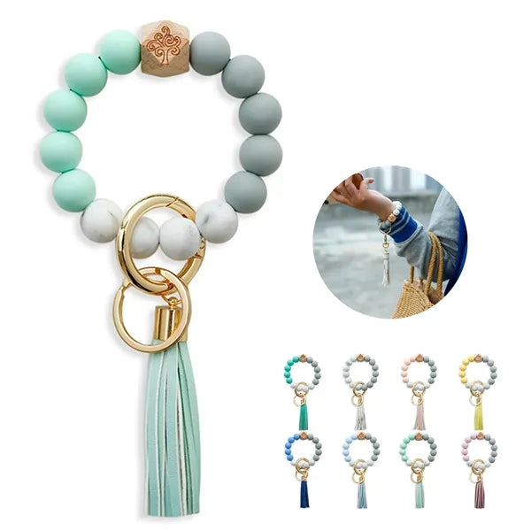 Silicone Beaded Bracelet Keychain