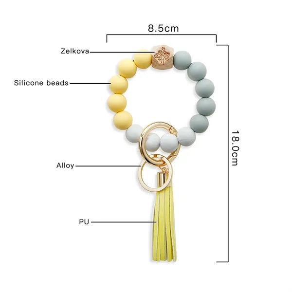 Silicone Beaded Bracelet Keychain