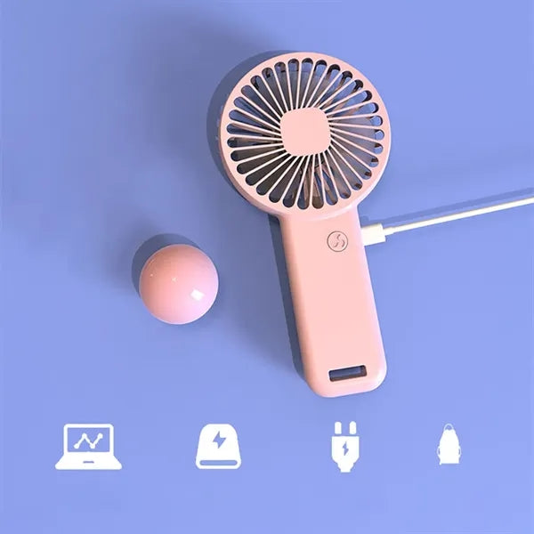 USB Rechargeable Handheld Fan with Mobile Phone Bracket