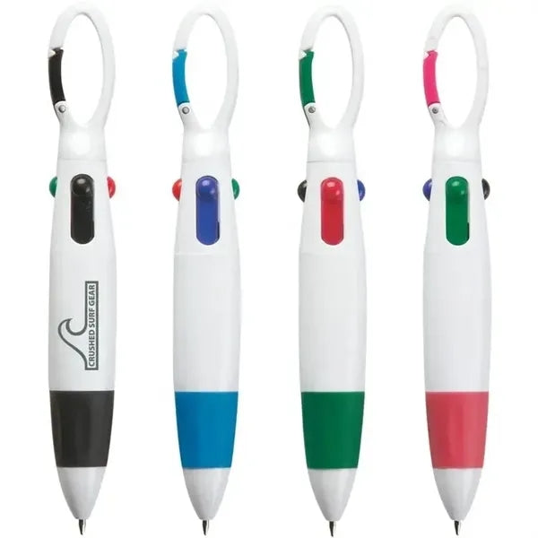 Plastic Quatro Carabiner Pen with 4 Different Ink Colors