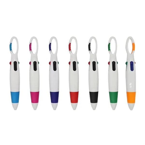 Plastic Quatro Carabiner Pen with 4 Different Ink Colors