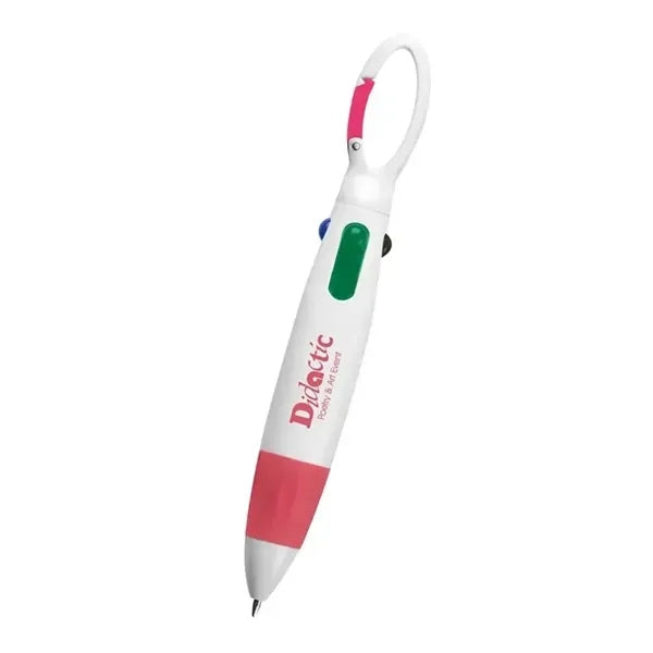 Plastic Quatro Carabiner Pen with 4 Different Ink Colors