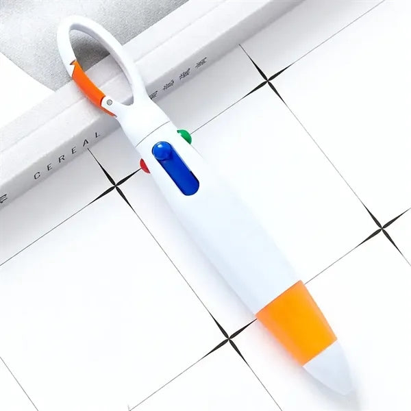 Plastic Quatro Carabiner Pen with 4 Different Ink Colors