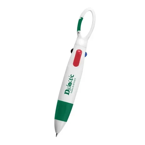 Plastic Quatro Carabiner Pen with 4 Different Ink Colors