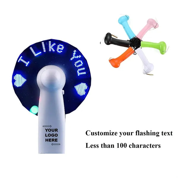 Text Handheld Fan With LED Play