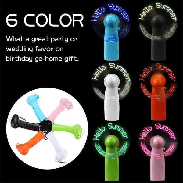 Text Handheld Fan With LED Play