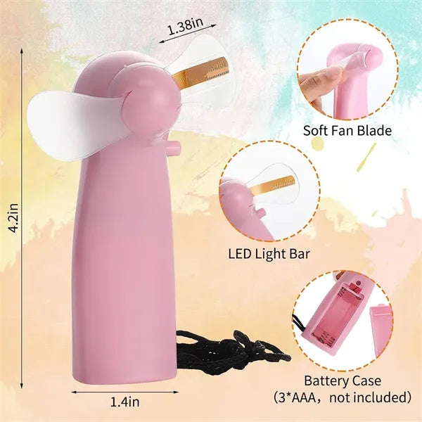Text Handheld Fan With LED Play