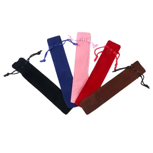 Velvet Pen Pouch With Rope Pencil Bag Sleeve Holder