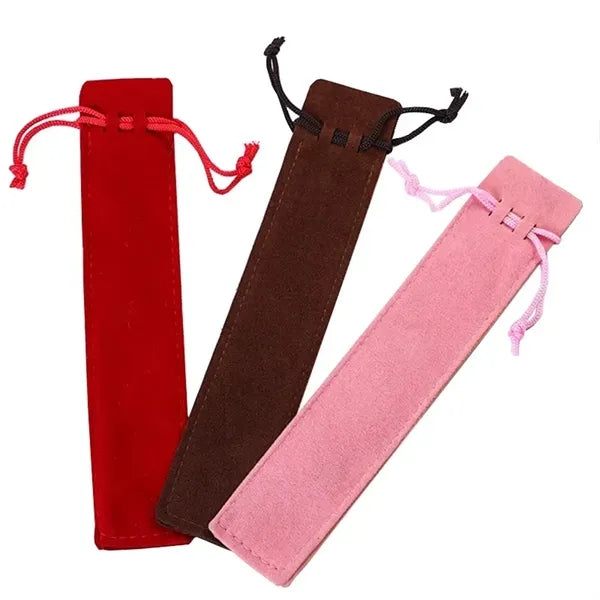 Velvet Pen Pouch With Rope Pencil Bag Sleeve Holder