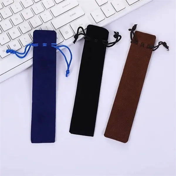 Velvet Pen Pouch With Rope Pencil Bag Sleeve Holder
