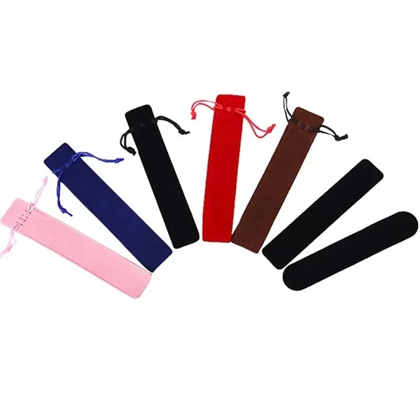 Velvet Pen Pouch With Rope Pencil Bag Sleeve Holder