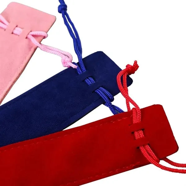 Velvet Pen Pouch With Rope Pencil Bag Sleeve Holder