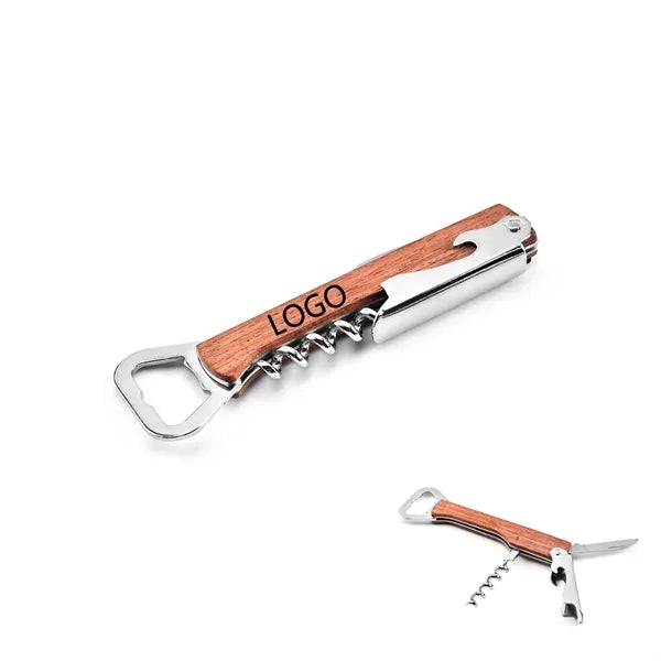 Wooden Corkscrew Wine Bottle Opener Multi-Tool