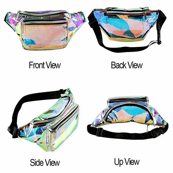 Holographic PVC Fanny Pack Waist Bag with Adjustable Belt