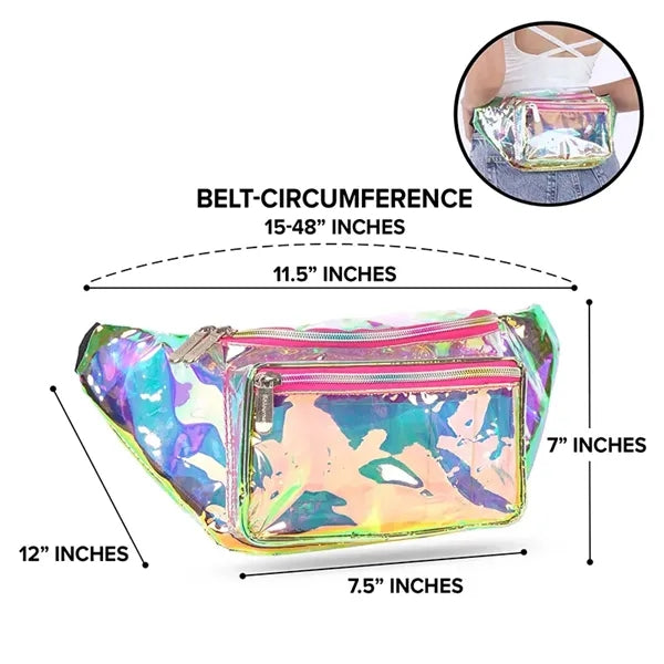 Holographic PVC Fanny Pack Waist Bag with Adjustable Belt