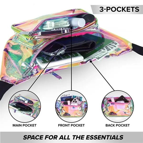 Holographic PVC Fanny Pack Waist Bag with Adjustable Belt