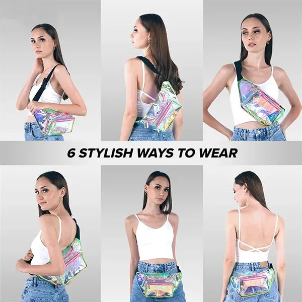 Holographic PVC Fanny Pack Waist Bag with Adjustable Belt