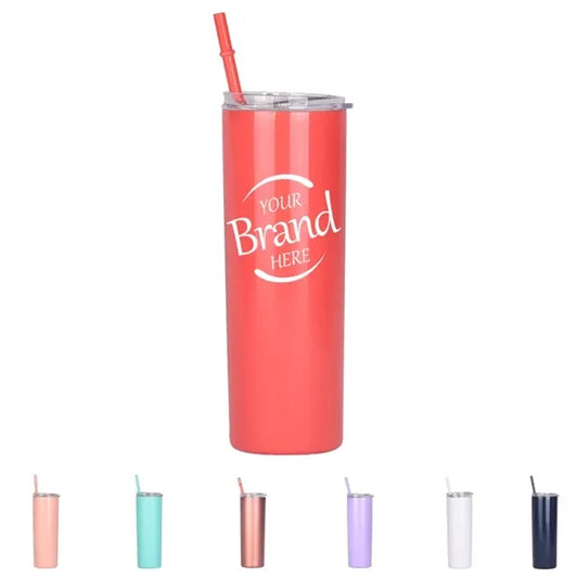 20 OZ Stainless Steel Skinny Tumbler With Lid & Straw