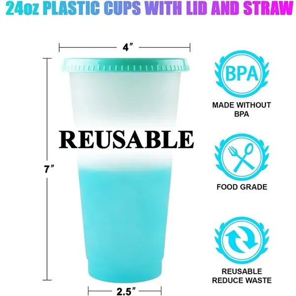 Mood Stadium Cup Color Changing Mug with Lids & Straws